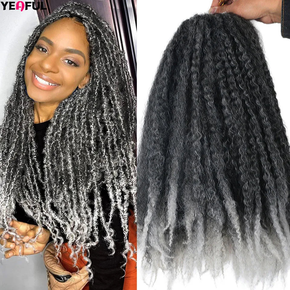 Yeaful 18 Inch Synthetic Marley Twist Braiding Hair Red Black Brown Ginger Bug Blonde #4 Pre Looped Marley Twists Crochet Hair Quake