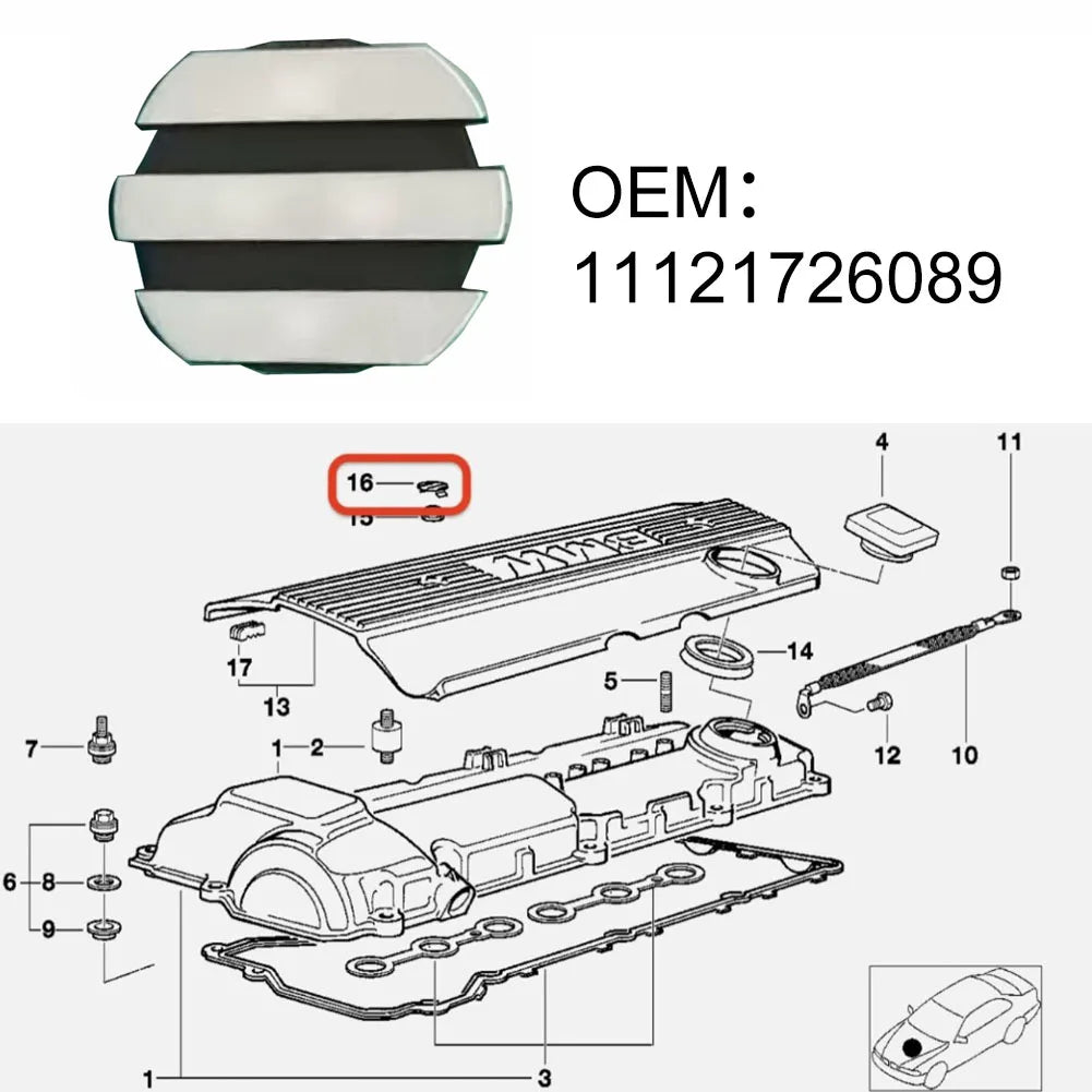 Black ABS Engine Cover Trim Cap 11121726089 for BMW E36 320i/325i/328i For E46 320i/325i/328i/330i For E34/For E39/E38 Quake