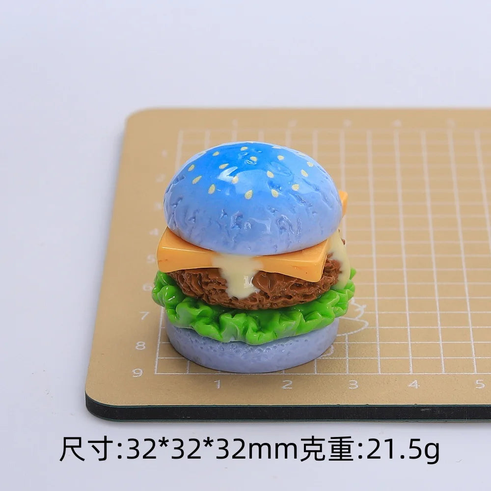 5Pcs Color Hamburger Flatback Resin Cabochon Scrapbooking for Hair Bows Center DIY Jewelry Phone Decoraiton Making Accessories Quake blue
