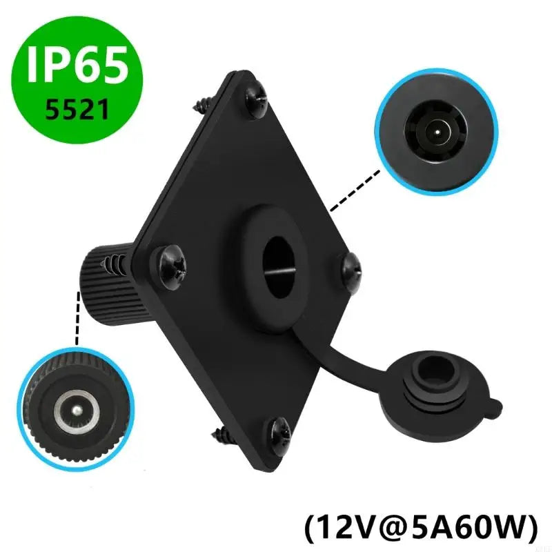 Panel Mount 12V Female Power Inlet with Protective Cap, 5A 60W Power Socket for Equipment Housing, Outdoor Monitoring K1KF Quake