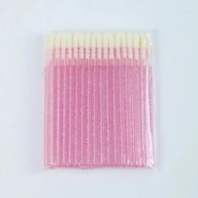 vvocci 50/100pcs Disposable Lip & Eyelash Mascara Applicator Wands- Professional Eye Makeup Brushes for Cosmetic Extension Tools Quake M153 Cry pink 50pcs