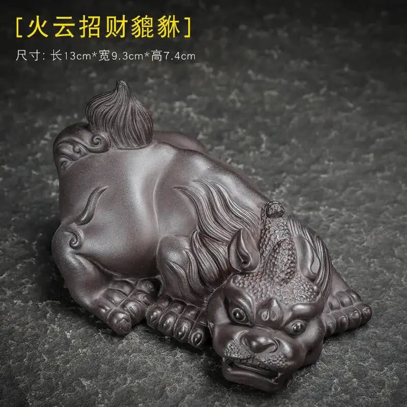 New Large Ceramic Kung Fu Tea Set Decoration Purple Clay Tea Pet Decoration Boutique Purple Clay Pixiu Tea Play Can Raise Tea Quake Summons Wealth Pixiu