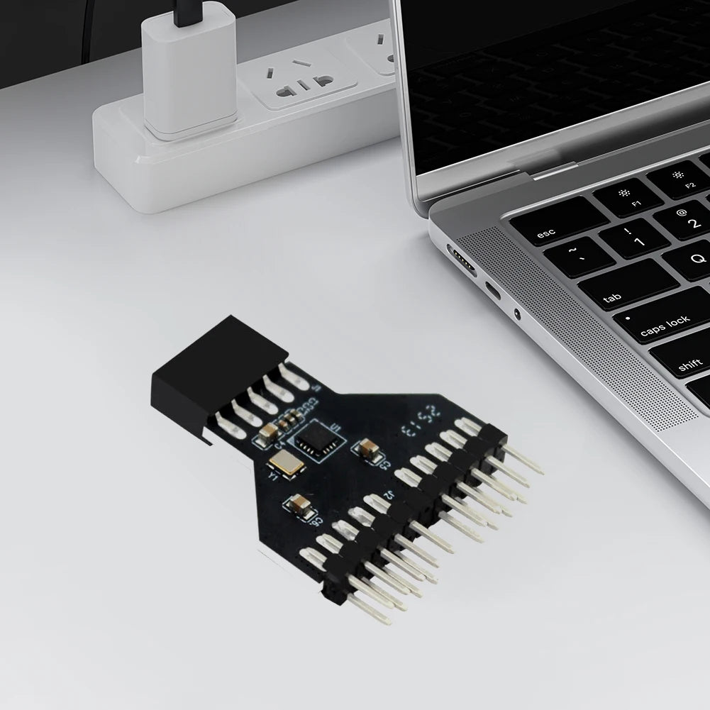 Multi-Port Header Splitter Adapter for Efficient Power and Data Distribution Suitable for Multiple Gadgets Black Quake