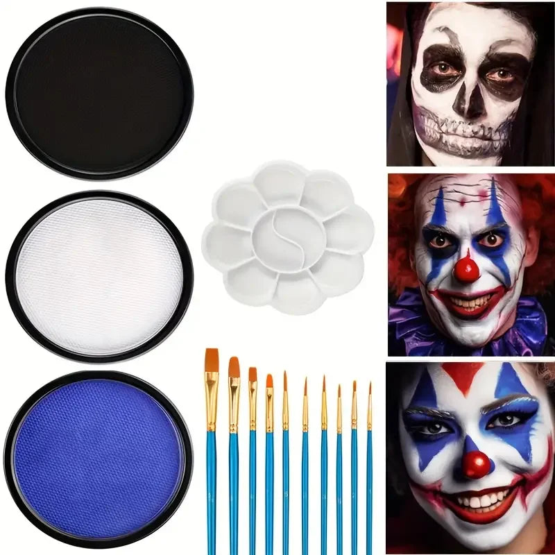 30G Water Solubility Monochromatic Body Paint Black And White Makeup Face Paint Halloween Party Waterproof Makeup Body Painting Quake C Set 5PCS