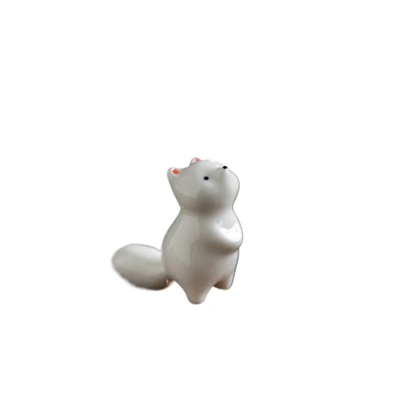 Fun Mini Fox Tea Pet Ornament Creative Cute Pet Home Decor Living Room Desktop Decoration Quake