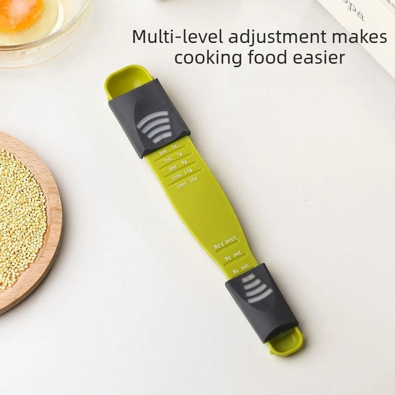 Adjustable Measuring Spoon Kitchen Baking Metering Scoop Sliding Precise Scale Spoon for Salt Milk Powder Seasoning Cooking Tool Quake