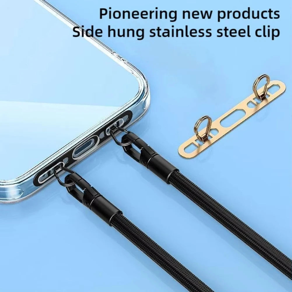 Ultra Thin Metal Mobile Phone Lanyard Patch Stainless Steel Card Anti Lost Hanging Rope Tab Double Buckle Replacement Gasket Quake