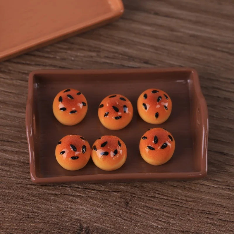 50Pcs Simulation Food Play Dumplings Steamed Bread Dessert Resin Cabochon Miniature Fake Food For Crafts DIY Dollhouse Accessory Quake No.7