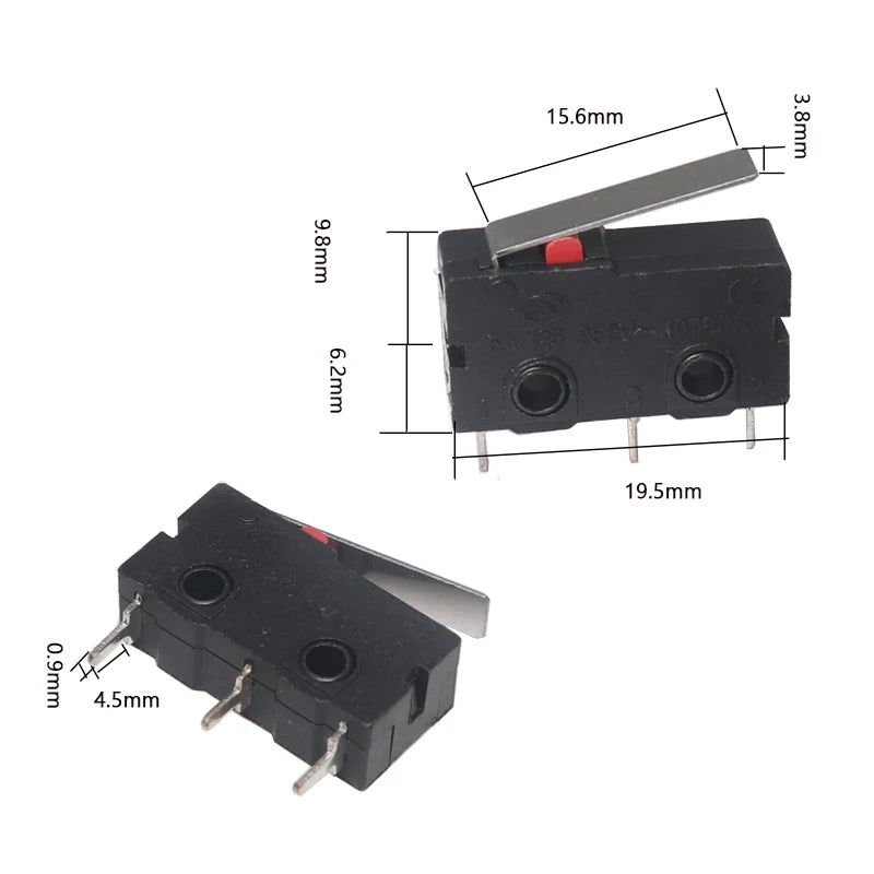 【10PCS】Micro Roller Lever Arm Open Close Limit Switch KW12-3 PCB Microswitch Quake