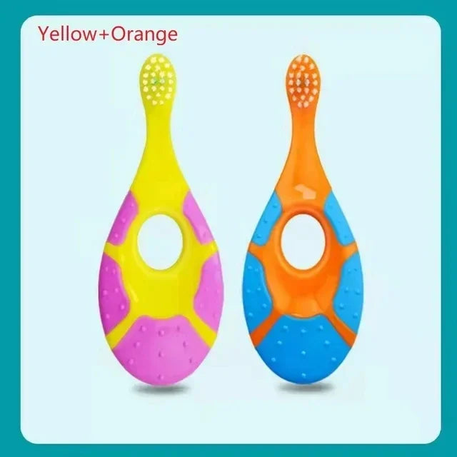 VVOCCI Kids Toothbrush 2-Pack | Soft Bristle BPA-Free Toddler Toothbrush for Training & Deciduous Teeth Care Quake B406 Yellow Orange