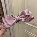 Korean Double-sided Pink Satin Bow Banana Clip Ballet Style Back Head Ponytail Women Girls Hair Styling Vertical Clip Headband Quake pk