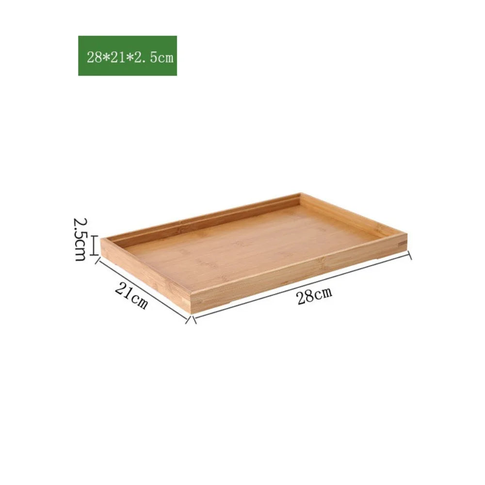 New Rectangular Storage Tray household Solid Wood Tea Tray Bamboo Water Cup Plate Home Living Room Quake 28-21-2.5cm