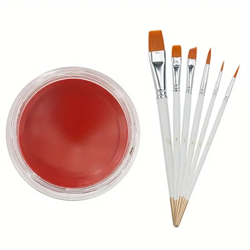 10g Face Paint Oil Body Painting Halloween Makeup Face Painting Stage Makeup Waterproof Body Paint With 6 Brushes Quake Red 6 Brushe