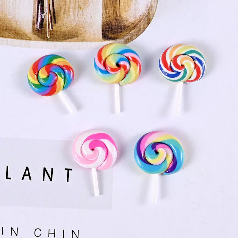 20pcs Mini polymer clay hand made lollipop Flatback Miniature Food Art Supply Decoration Charm Craft DIY Accessories Quake