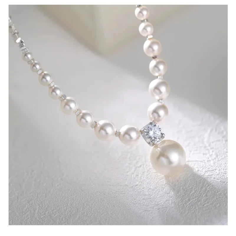 Broken Silver Pearl Necklace for Women Niche Design Collarbone Chain Quake