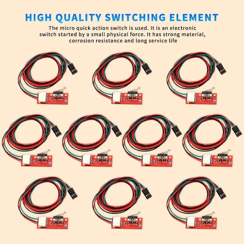 10PCS Mechanical Endstop Limit Switch Touch Switch Module with Cable 3D Printer Parts RAMPS 1.4 Mega2560 Control Board Quake