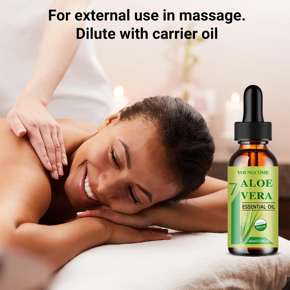 YOUNGCOME Aloe vera essential oil Anti Aging Firming Skin Face Moisturizing Relaxing Massage Oil Hair Repair Skin Care Body Oil Quake