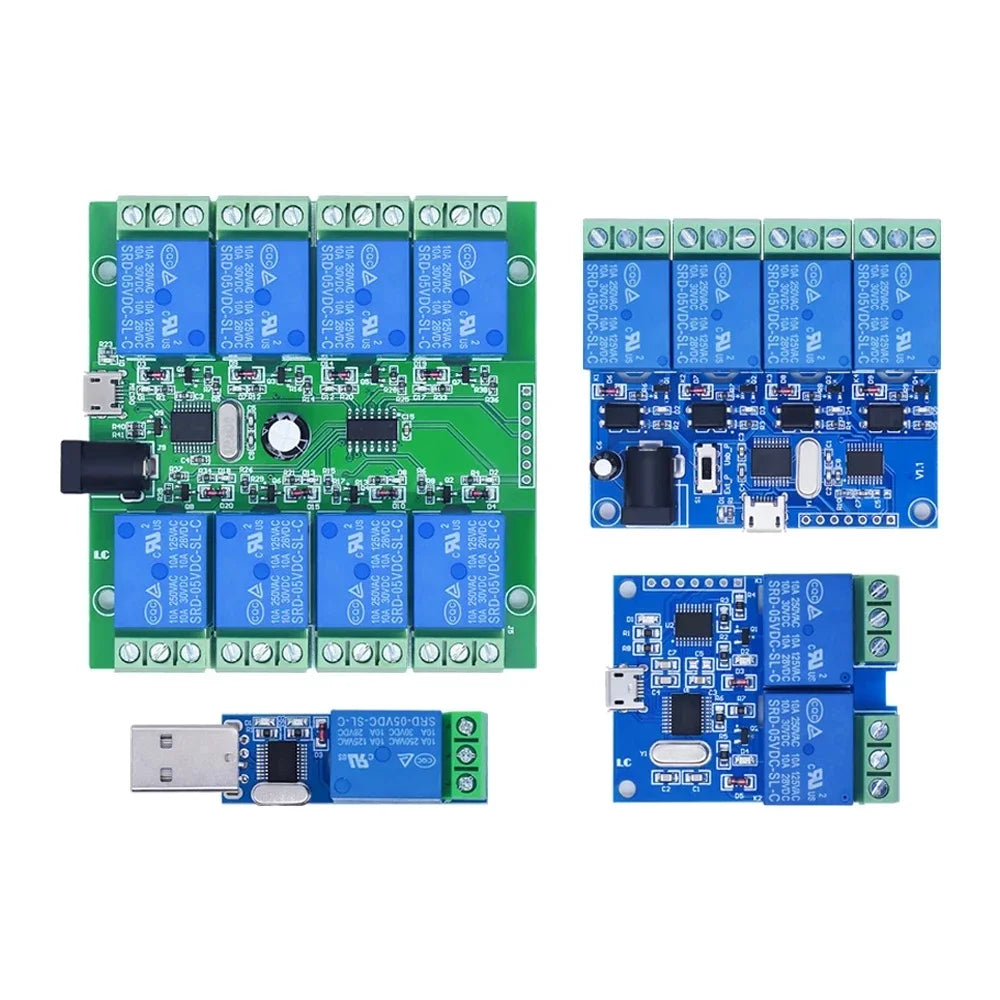 USB Relay Module CH340 USB Intelligent Control Switch 10A 250VAC 30VDC Over-Currentelay LCUS-1/LCUS-2 /LCUS-4/LCUS-8 Smart Home Quake