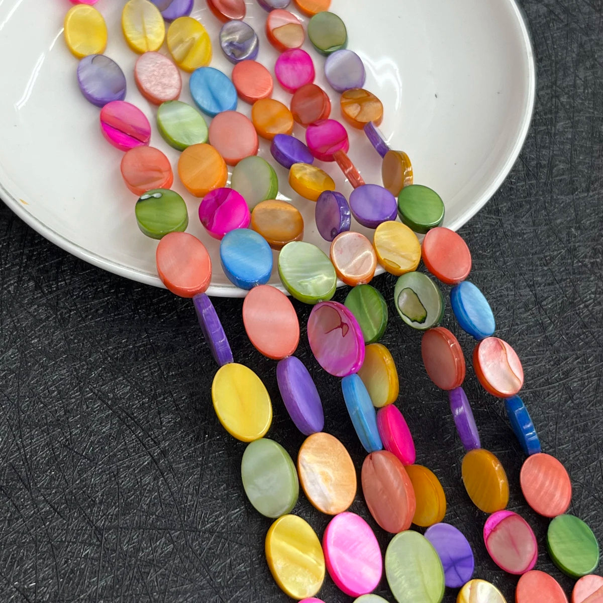 Oval Shell Beads 10x14mm Colorful Isolation Beads For Jewelry Making DIY Necklace Earrings Bracelet Accessory Quake Colorful 10x14mm