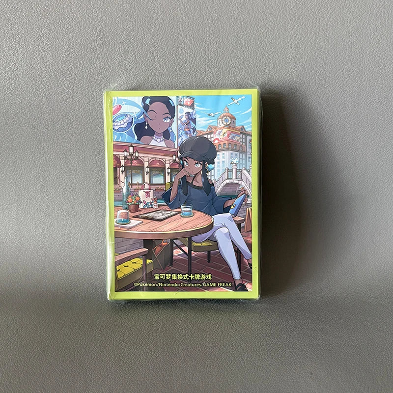 Genuine Pkm TCG Card Sleeves 64PCS Protective Set Nessa Marnie Design Glossy Finish Trading Card Game Accessories Collector Gift Quake lu li na