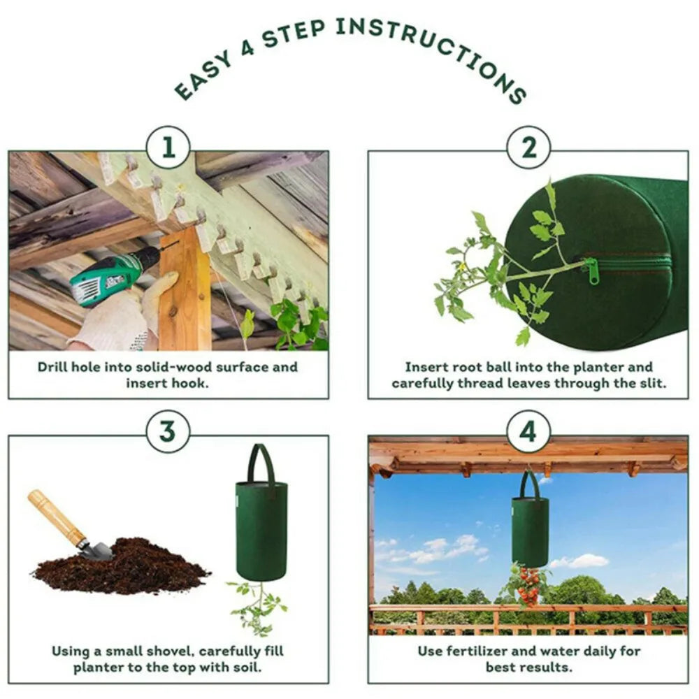 Plant Felt Hanging Tomato Grow Bag Plant Pot Upside Down Planter Multi-Function Quake