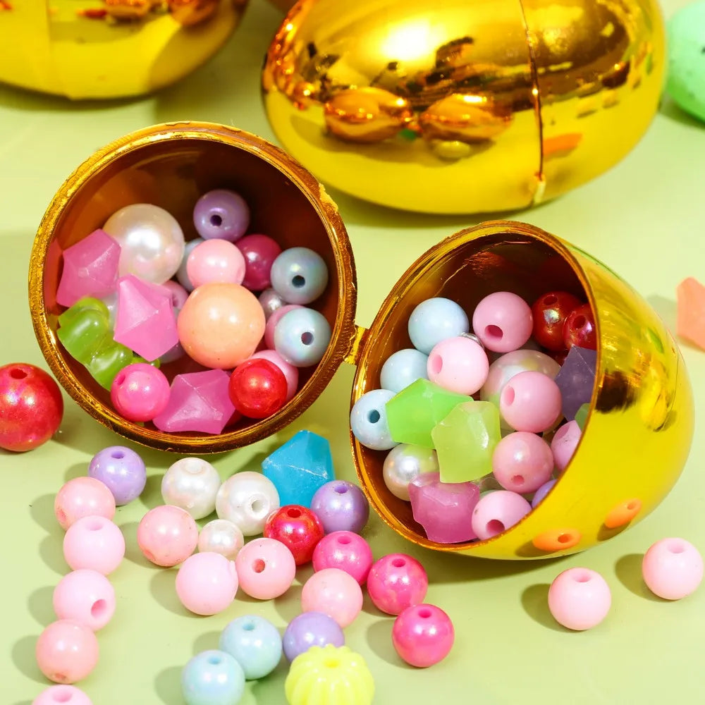 24/6PCS Golden Easter Eggs Plastic Empty Easter Egg Party Yard Game Prizes Supplies Children's Toys DIY Easter Home Decoration Quake