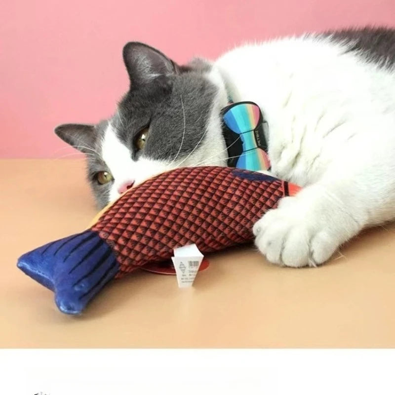 Cat Toy Contains Catnip for Self Pleasure and Relaxation 3D Simulated Fish Pillow Fish Interactive Sound Plush Toy Quake