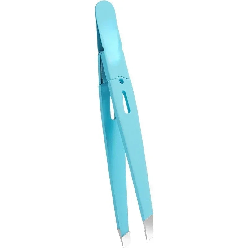 Clips Removal Steel Slanted Eye Eyebrow Tweezer Colorful Hair Beauty Fine Hairs Puller Stainless Brow Makeup Tools Quake Blue