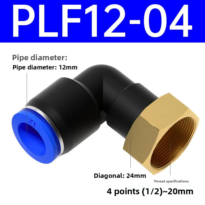 1pcs PLF Pneumatic Fittings Female Thread 1/8 1/4 3/8 1/2 Hose OD 4/6/8/10/12mm Air Elbow Connector Tube Push In Fittings Quake PLF12-04 1 Pcs