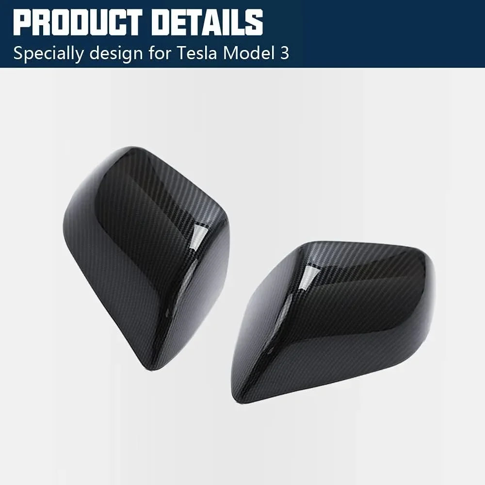 For Tesla Model 3 Y 2017-2023 Car Sticker Rearview Side Mirror Cover Wing Cap Exterior Door Rear View Case Trim Carbon Fiber ABS Quake