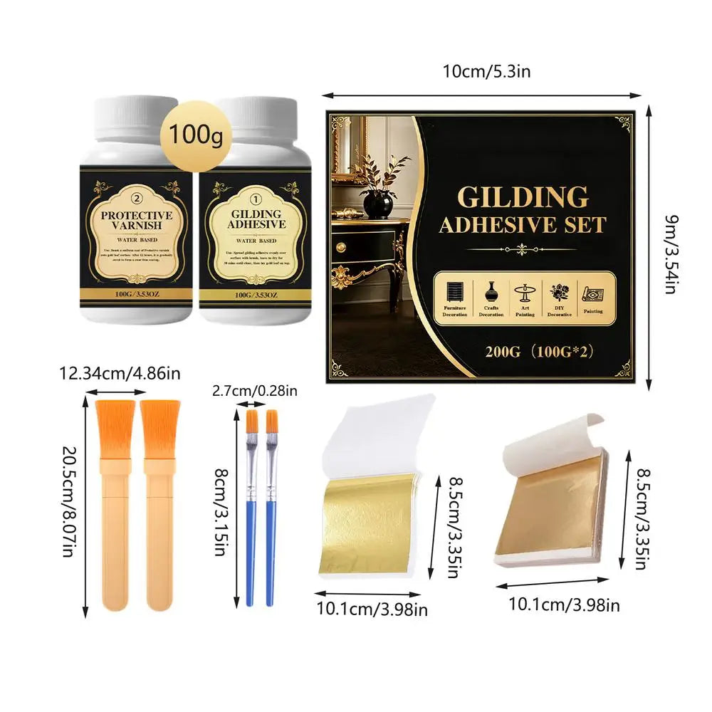 Gilding Adhesive Water-Based Long-Lasting DIY Gilding Crafts Gold Leaf Glue for Home Furniture Jewelry Crafts Art Painting Quake 1 set