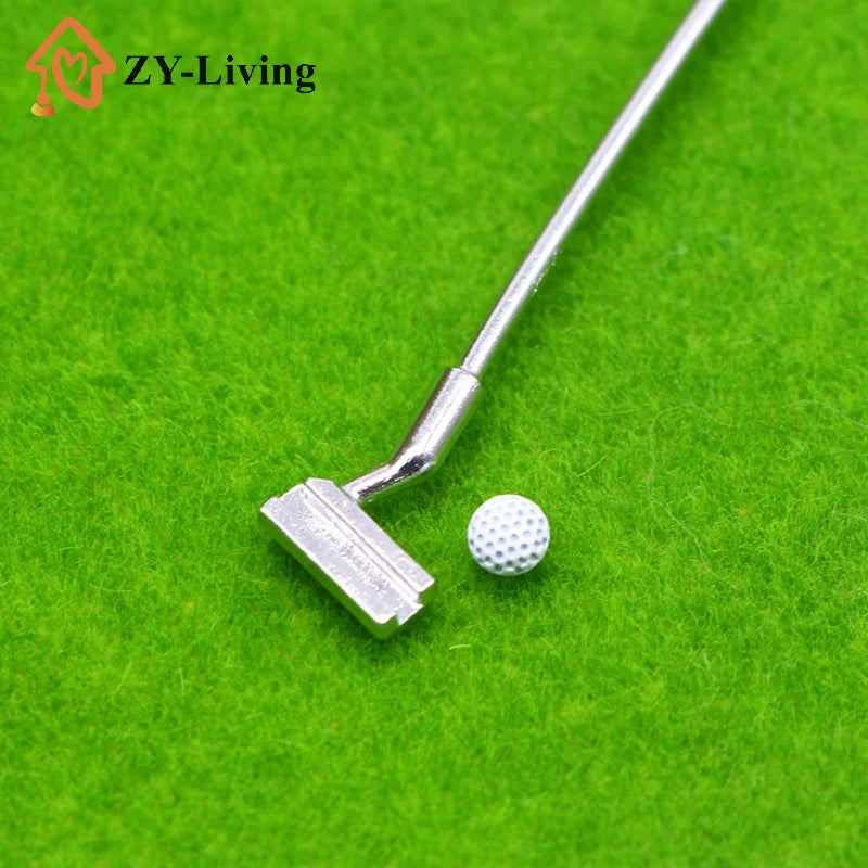 1 Set Miniature Golf Clubs Small Golf Kit Dollhouse Mini Decorative Golf Club Model Toy Scene Prop DIY Accessories Quake