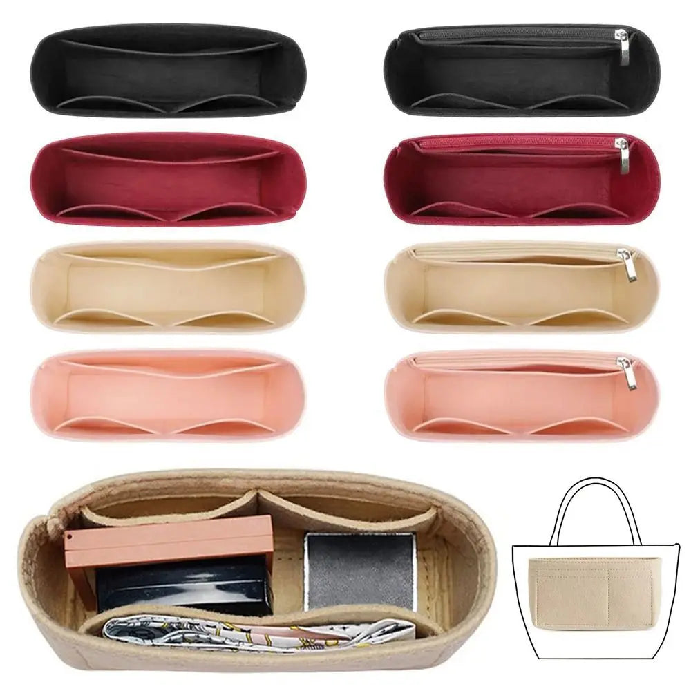 1Pcs Durable Storage Bags Insert Bag Felt Multi-Pocket Linner Bag Travel Portable Bag Organizer for Longchamp Mini Bag Quake