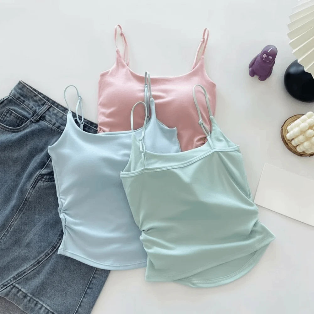 Sweet Sleeveless Suspender Vest Slim With Padded Cups Camisole Underwear Short Vest Sports Activities Quake