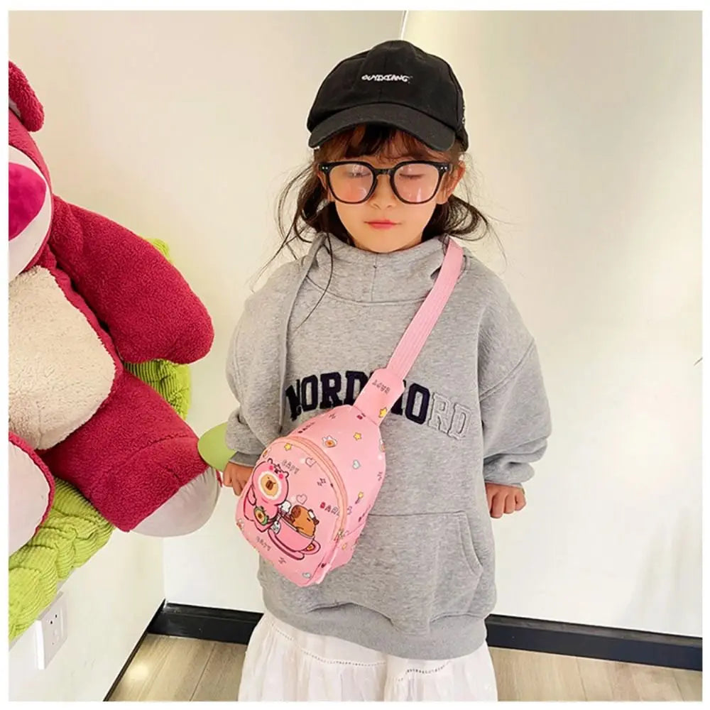 High Quality Capybara Shoulder Bag Cartoon Animal Nylon Crossbody Bag Lightweight Coin Purse For Kids Quake