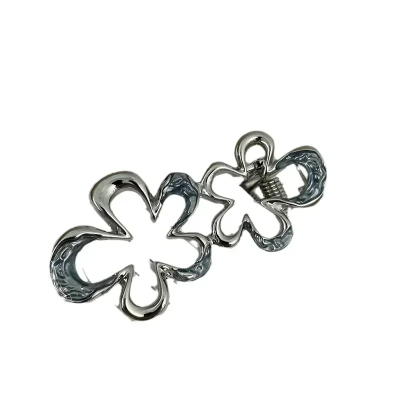Y2K Blue Silver Alloy Hair Clip Korean Simple Girls Blue Rhinestone Star Metal Duckbill Clip Bangs Side Clip Hair Accessories Quake