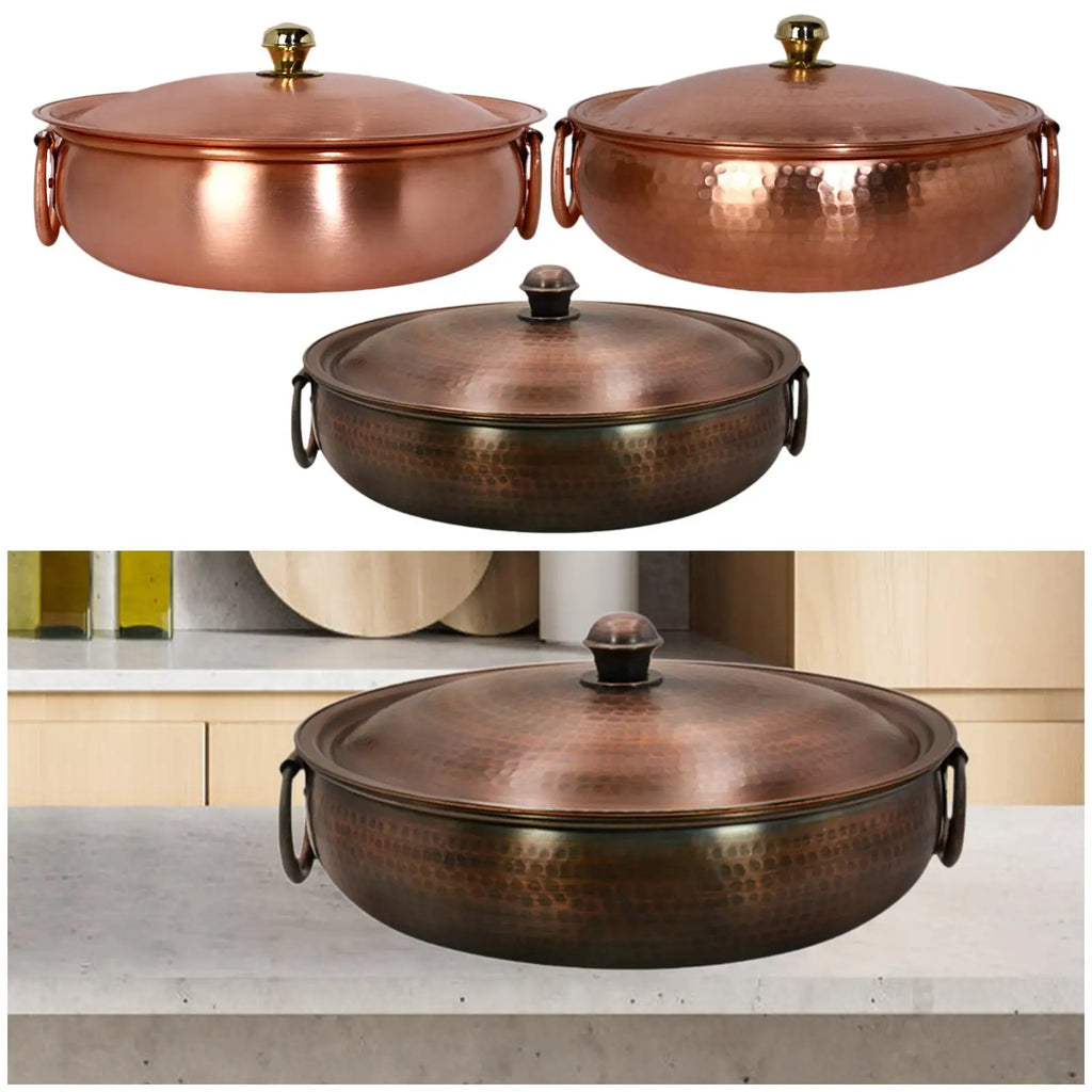 Copper Hot Pot Noodles Pot Handmade Induction Pot Copper Chafing Dish Cooking Pot for Parties Buffets Camping Picnic Household Quake