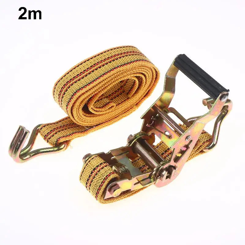 1Pce Heavy Duty Ratchet Tie Down Straps 2/3/4/6M Long Double Hook Lashing Belt For Truck Cargo Securing Transport Binding Quake 200cm