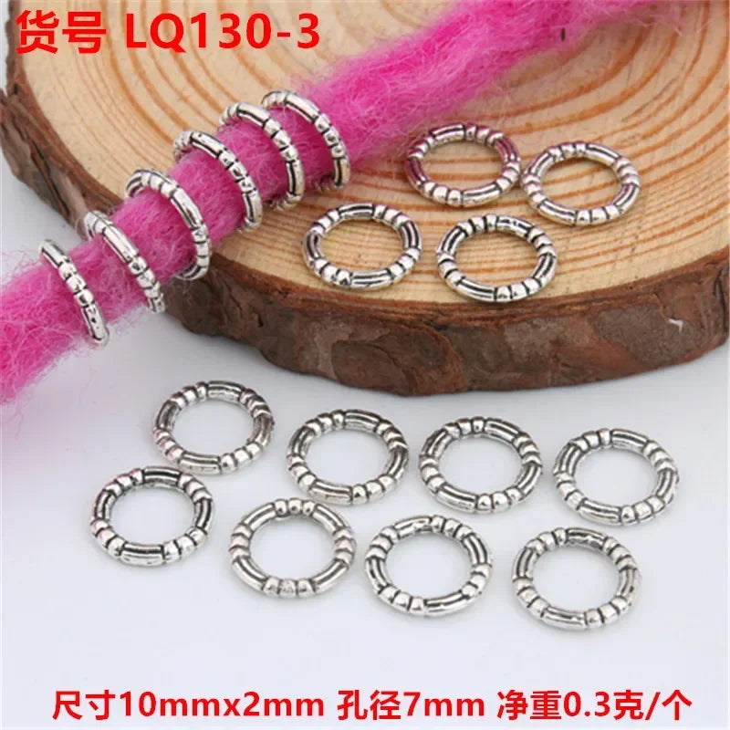 African Braiding Hair Rings Vintage Spiral Braids Hair Styling Tools Accessories Silver Gold Beads for Hair Braids Dreadlock Quake 5pcs LQ130-3