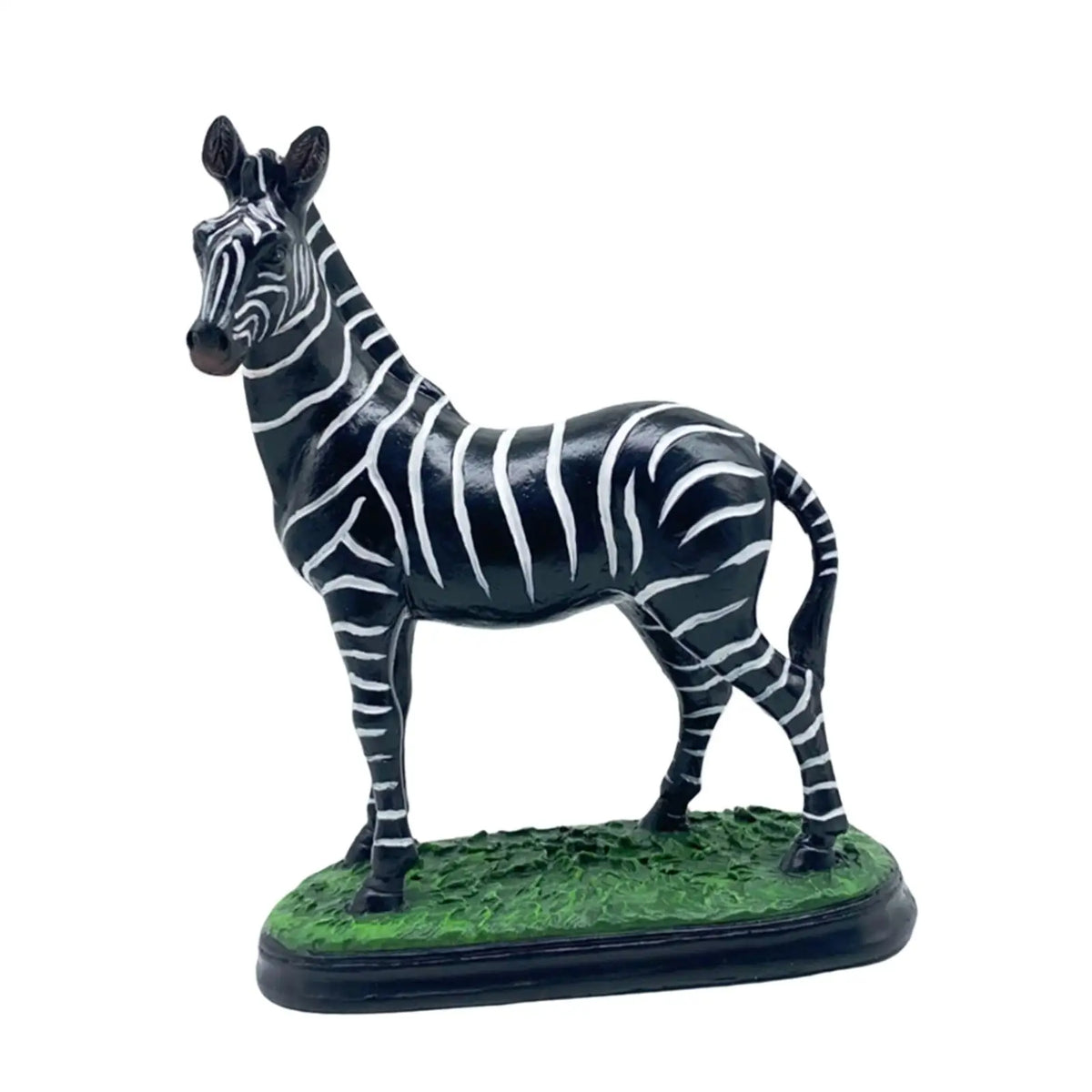 Zebra Statue Resin Decoration Vivid Shape, Zebra Sculpture, Animal Figurine for Coffee Table, Bedroom, Cabinet Shelf Quake black