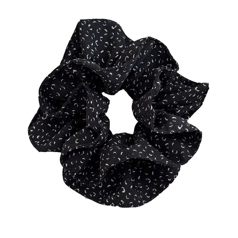 Retro Leopard Print Hair Scrunchies Large Ruffle Elastic Rubbber Bands Elegant Simple Fashion Durable Ponytail Holder Head Ropes Quake