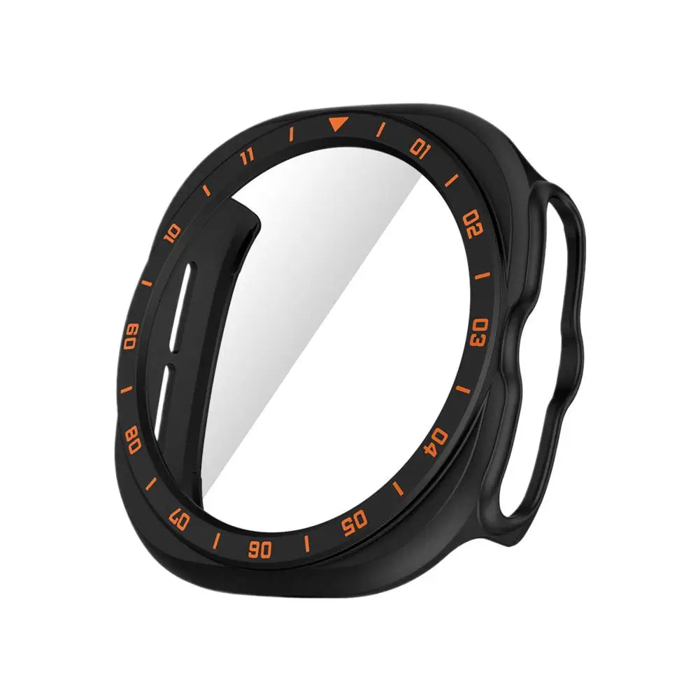 Full Cover Case For Samsung Galaxy Watch9 Watch Ultra 2 PC Bumper with Built In Screen Protector Tool Free Snap On Design Quake Black