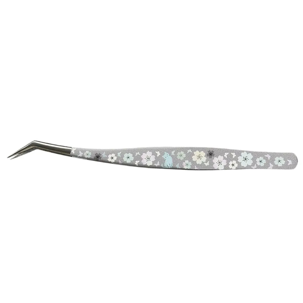 Stainless Steel Curved Stickers Tweezers High Precision Anti-static Lashes Extension Tweezer Cartoon Bean Tweezers Quake Style 4