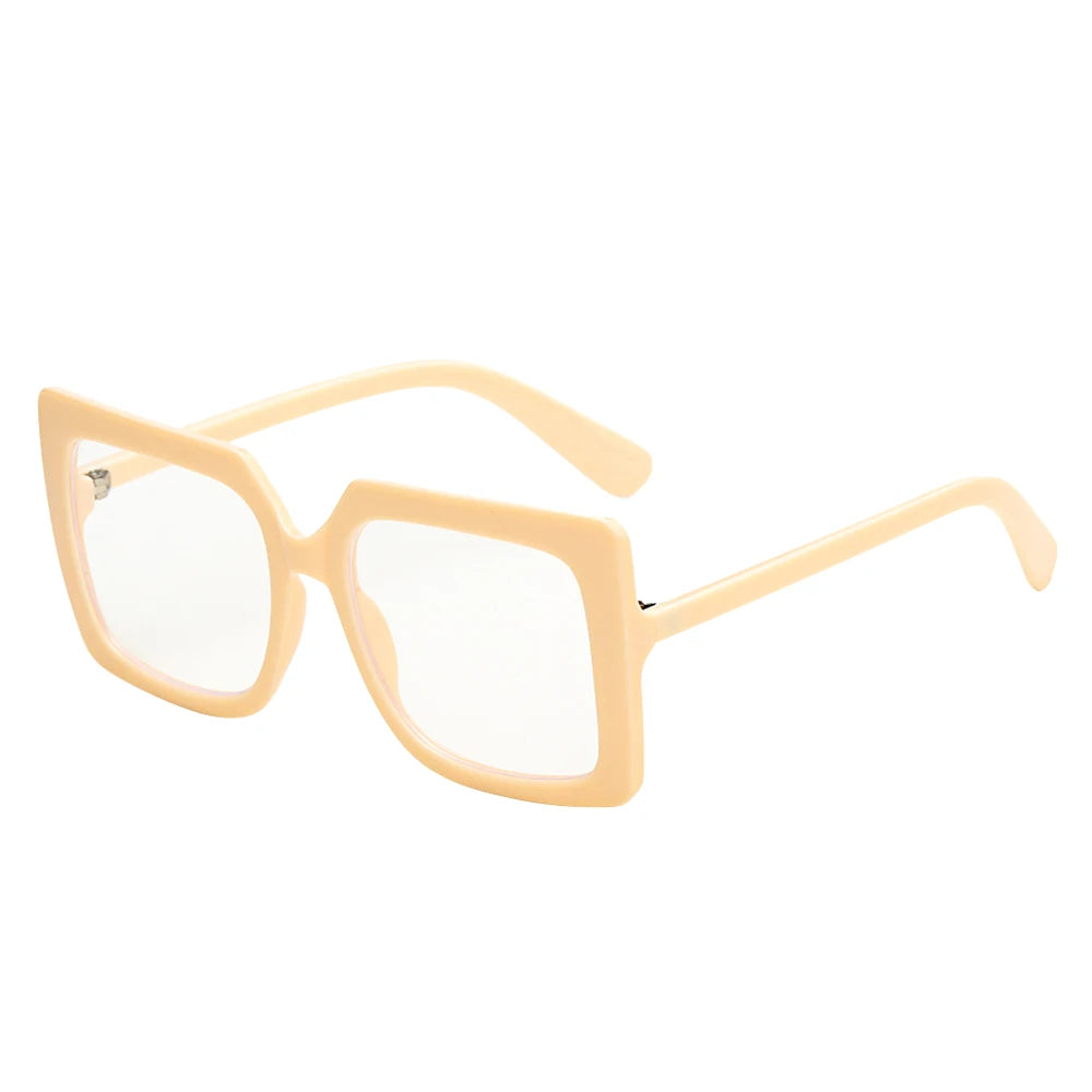 High-definition Anti Blue Light Glasses for Women Men Trendy Big Frame Office Computer Goggles Fashion Blue Ray Blocking Eyewear Quake beige white