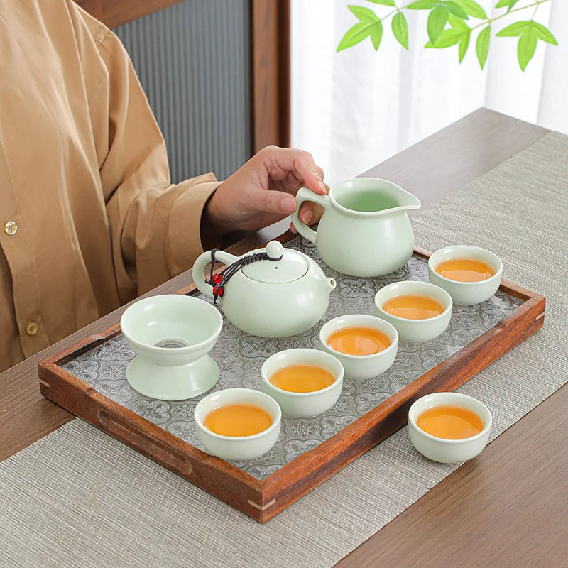 Portable travel Kung Fu tea set, business event companion, Mid-Autumn Festival opening event gift Quake