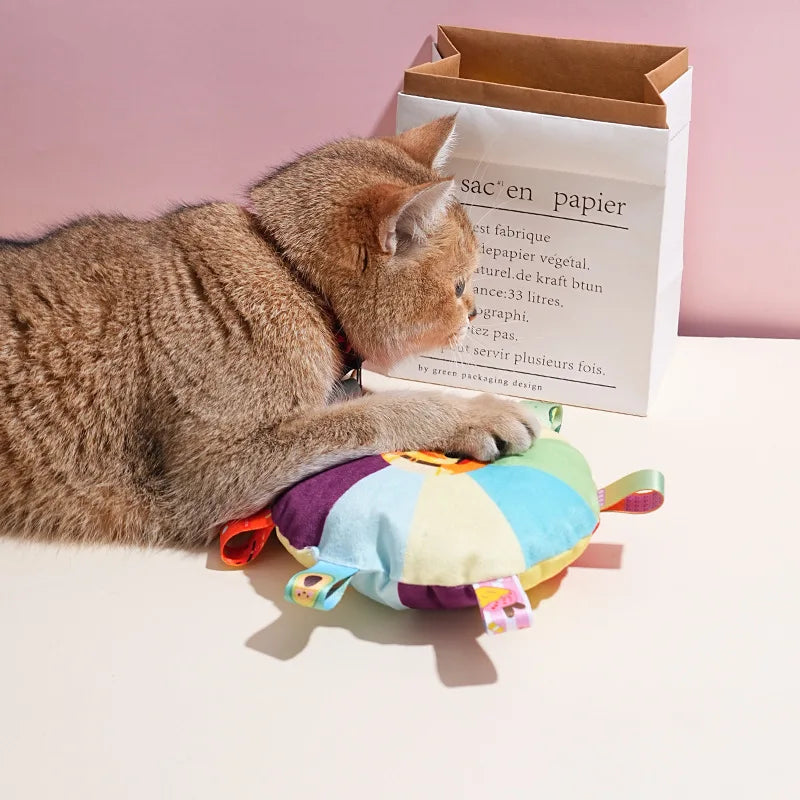 Funny Rainbow Plush Flying Saucer Dog Toys Outdoor Interactive Training Games Chew Toy Pets Flying Discs Toys with Bells Quake