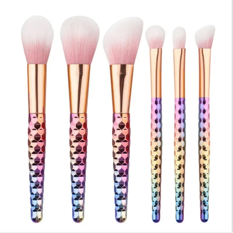 6Pcs Soft Nylon Hair Honeycomb Handle Makeup Brushes Set Eye Shadow Blush Professional Makeup Brushes Set Quake Default Title