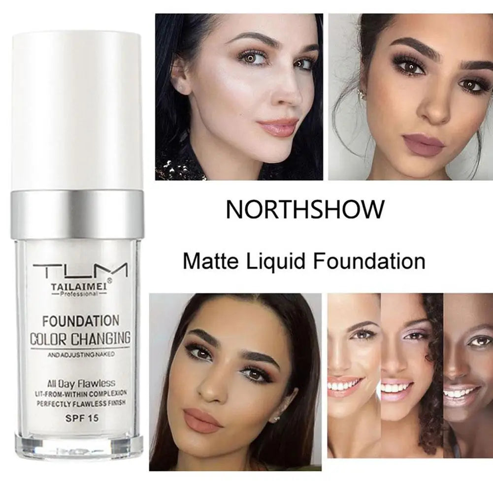 1/2/3PCs Color Changing Foundation, Temperature Liquid Foundation Naturally Blends Moisturizing Foundation Makeup Waterproof Quake