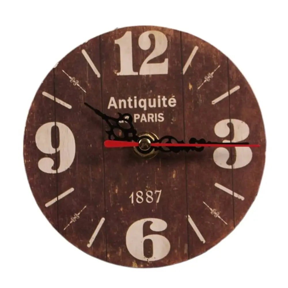 New Wooden MDF Clock Round Shape Home Decoration Wall Clock Covered by Paper Desk Clock Living Room Quake B