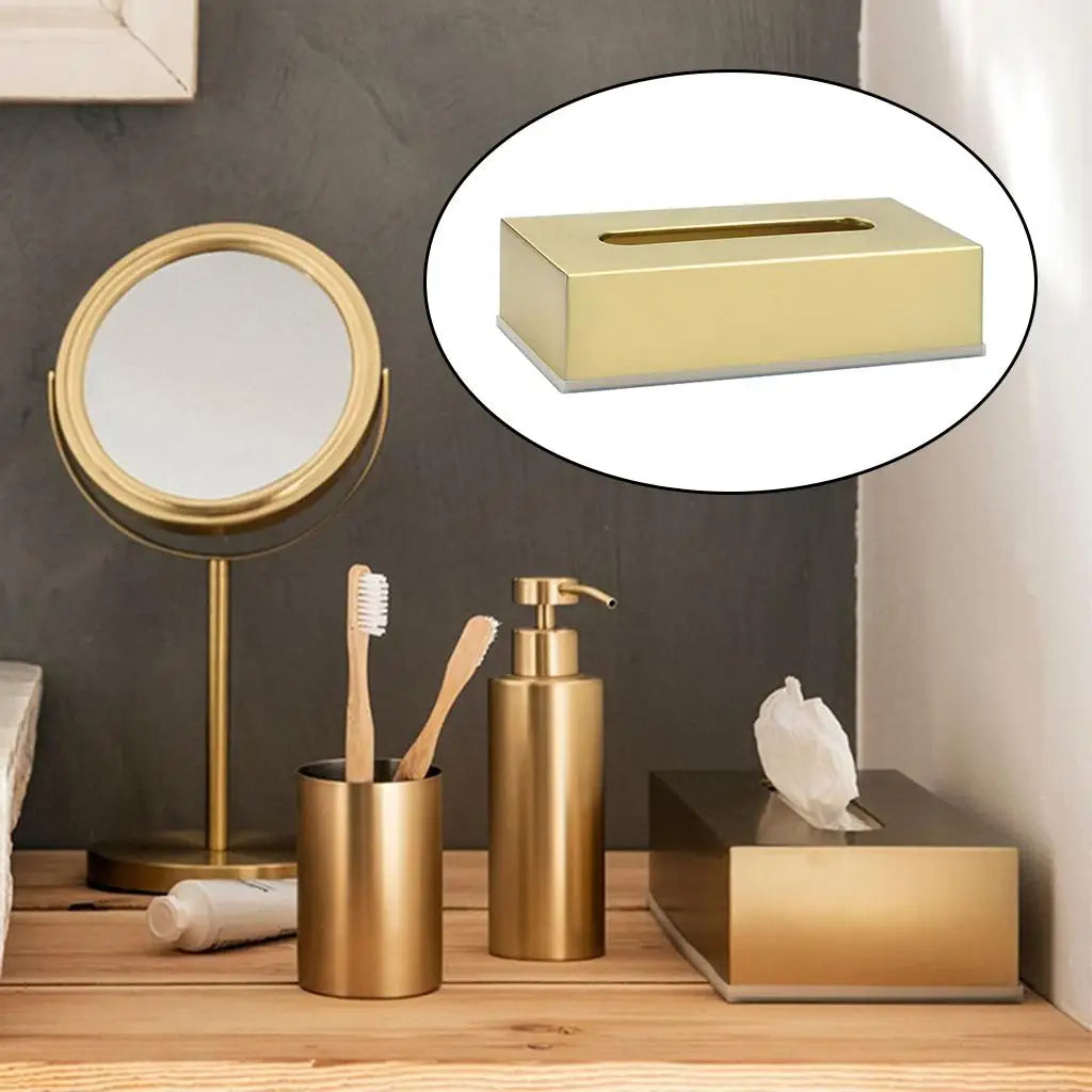 Rectangular Stainless Steel Tissue for Home Vanity Dresser Decor Quake